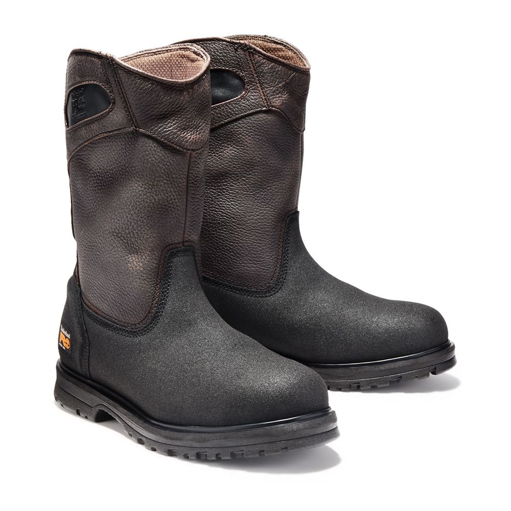 Timberland Μποτακια Εργασίας Ανδρικα Καφε - Pro® Powerwelt Wellington Steel Toe - Greece 8649730-EH